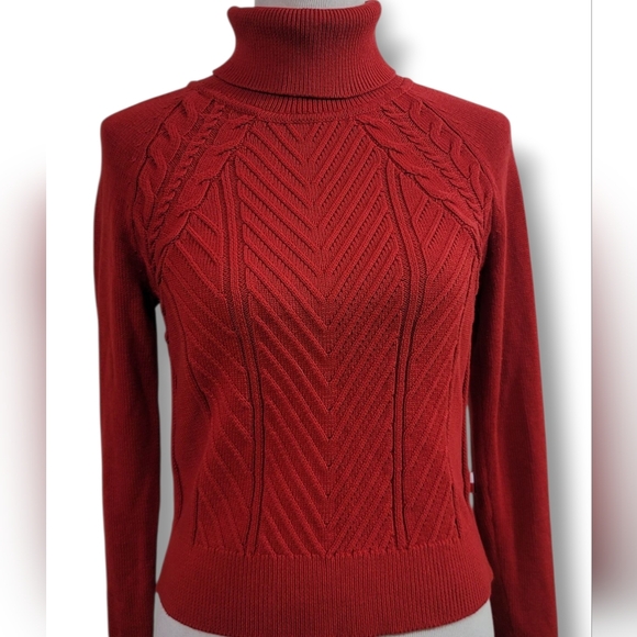 Tommy Jeans Tommy Hilfiger Cableknit Turtleneck Cropped Sweater XS - Picture 1 of 8